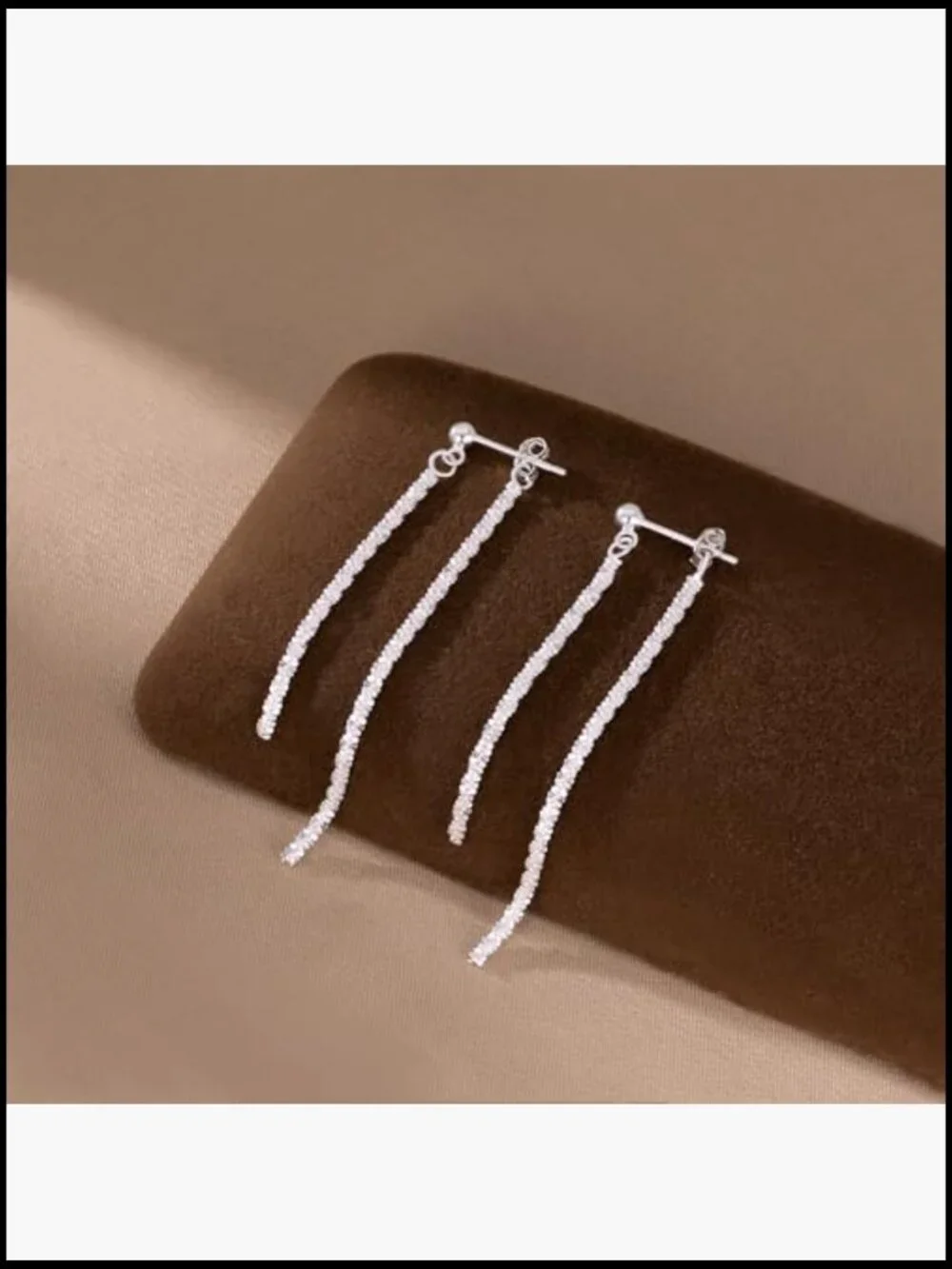 Sterling Silver Tassel Chain Dangle Earrings Minimalist Elegant Drop Style
